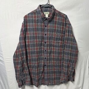 LL BEAN PLAID FLANNEL LONG SLEEVE BUTTON DOWN COTTON SIZE XXL